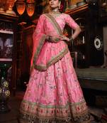 Charismatic Pink Colored Bridal Wear Embroidered Lehenga Choli