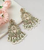 Elegant Mint Green Stone Dangler Earrings with Pearls