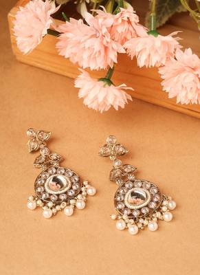 American Diamond Earrings with Pearl Accents 1