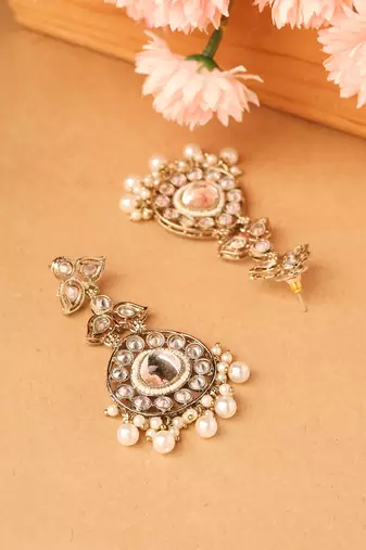 American Diamond Earrings with Pearl Accents