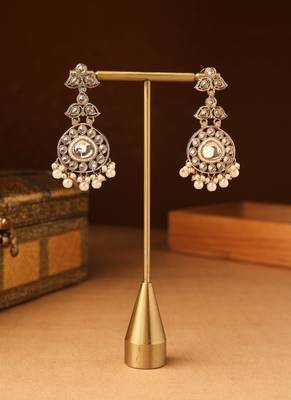 American Diamond Earrings with Pearl Accents 3