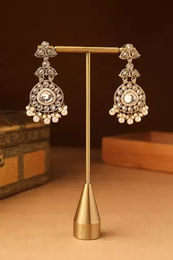 American Diamond Earrings with Pearl Accents