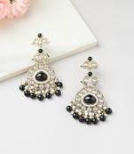 American Diamond Earrings with Black Stone Accents
