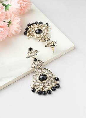 American Diamond Earrings with Black Stone Accents 2