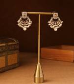 American Diamond Chandbali Earrings with Yellow Accent