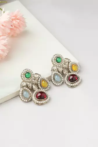 Multicolour American Diamond Earrings