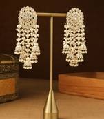 American Diamond Danglers with White Pearls and Jhumka Charms