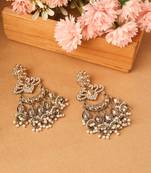 Yellow Stone Danglers with Pearl Accents