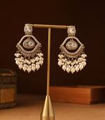 Pearl Danglers with Yellow Stone Accents