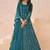 Turquoise faux georgette embroidered anarkali suit semi stitched