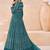 Turquoise faux georgette embroidered anarkali suit semi stitched