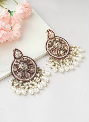 Pearl Danglers with Red Accent 1