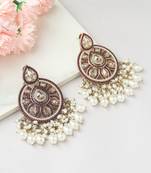 Pearl Danglers with Red Accent