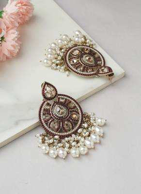 Pearl Danglers with Red Accent 2