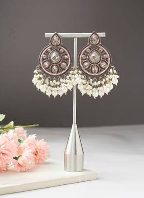 Pearl Danglers with Red Accent 3