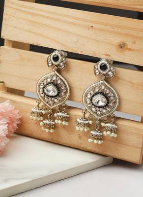 Kundan Danglers with Black Accents 1