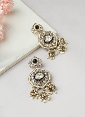 Kundan Danglers with Black Accents 3