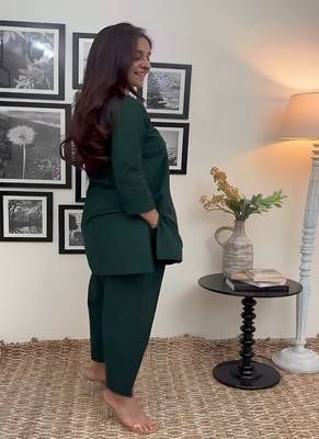 Green solid kurti with pant 3
