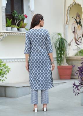 Grey cotton printed kurti 2