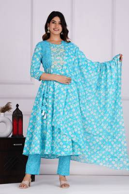 Tourquise cotton printed kurti 1