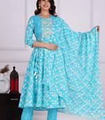 Tourquise cotton printed kurti