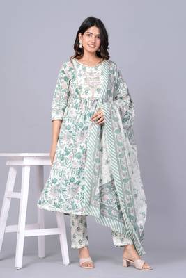 Tourquise cotton printed kurti 1