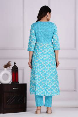 Tourquise cotton printed kurti 2
