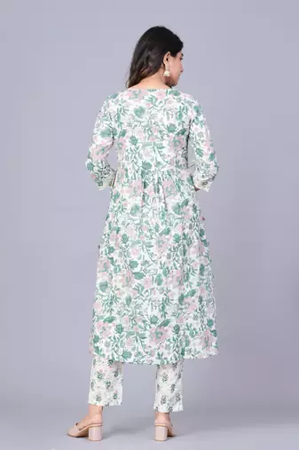 Tourquise cotton printed kurti