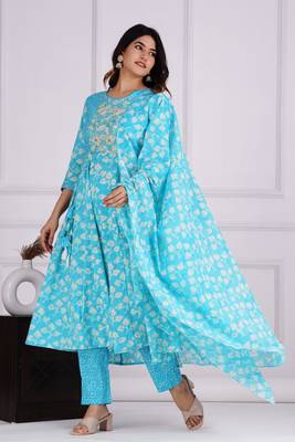 Tourquise cotton printed kurti 4