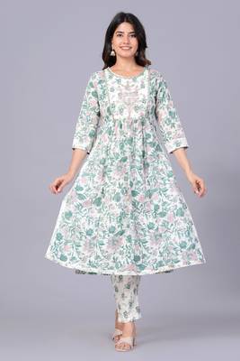 Tourquise cotton printed kurti 4