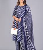 Navy blue cotton printed kurti