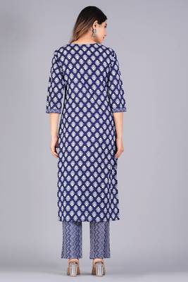 Navy blue cotton printed kurti 2