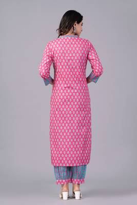 Pink cotton printed kurti 1