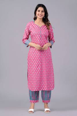 Pink cotton printed kurti 2