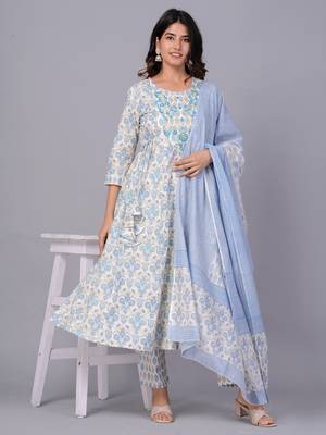Blue cotton printed kurti 1