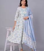 Blue cotton printed kurti