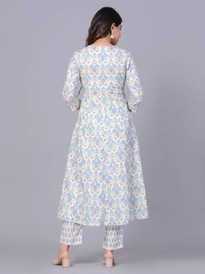 Blue cotton printed kurti 2