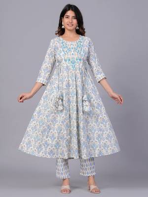 Blue cotton printed kurti 3