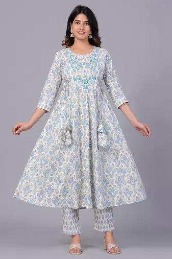Blue cotton printed kurti