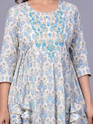 Blue cotton printed kurti 4