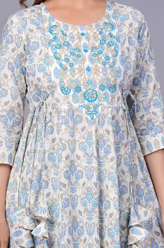 Blue cotton printed kurti