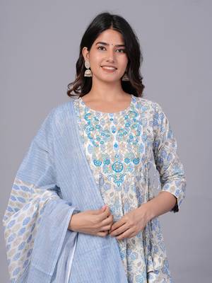 Blue cotton printed kurti 5