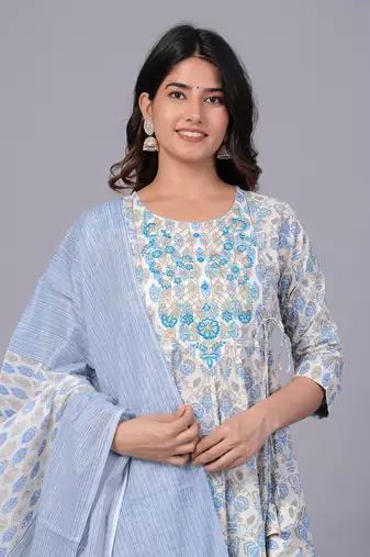 Blue cotton printed kurti