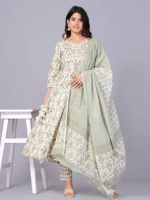 Green cotton printed kurti 1