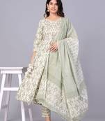 Green cotton printed kurti