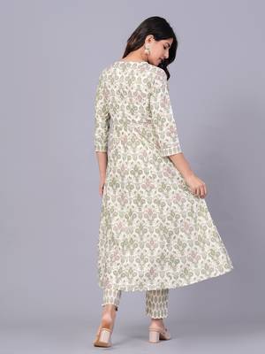 Green cotton printed kurti 2