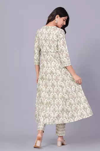 Green cotton printed kurti