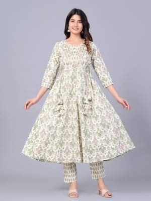 Green cotton printed kurti 3
