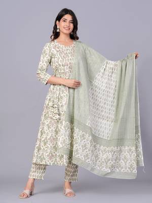 Green cotton printed kurti 4