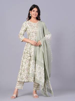 Green cotton printed kurti 5